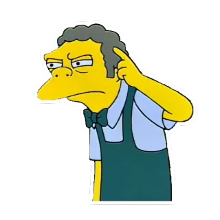 ✌ Moe Szyslak The Simpsons Moe, Szyslak, Les Simpsons, dessin animé, réflexion, confus, personnage whatsapp sticker