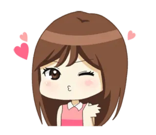 😉 Cartone animato, Carino, Ragazza, Amore, Cuori telegram sticker