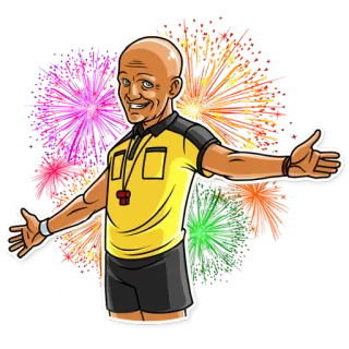 🎇 árbitro, deportes, celebración, fuegos artificiales, oficial whatsapp sticker