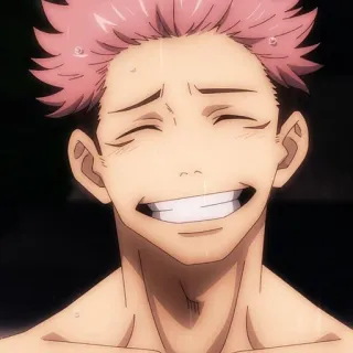 🤍 Yuji Itadori Jujutsu Kaisen anime, manga, Yuji Itadori, Jujutsu Kaisen, character, smiling whatsapp sticker