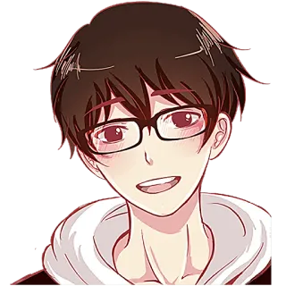 ☺️ kartun, anime, manga, potret, anak laki-laki, kacamata, karakter telegram sticker