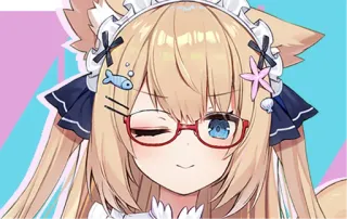 😘 Anime, Ragazza, Carina, Occhiali, Occhiolino, Maid, Kawaii telegram sticker