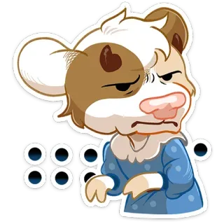 😒 Cartoon, Tier, Kuh, Sticker, Süß, Illustration telegram sticker