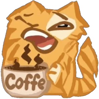 😩 Coffe gato, café, bebida, fofo, desenho animado, beber, animal telegram sticker