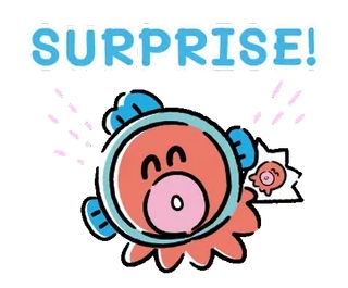 🐙 SURPRISE! 可愛い, タコ, サプライズ, 漫画 telegram sticker
