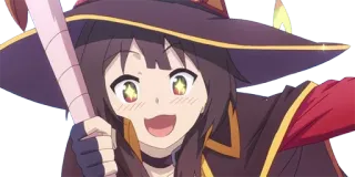 😍 Megumin Konosuba อนิเมะ, เมกุมิน, Konosuba, พ่อมด, นักเวทย์, หมวก telegram sticker