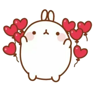 ☁️ モラン, ウサギ, かわいい, ハート, 愛, 愛らしい telegram sticker