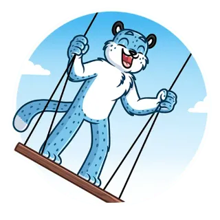 🕺 леопард, качели, мультфильм, животное, синий, милый telegram sticker