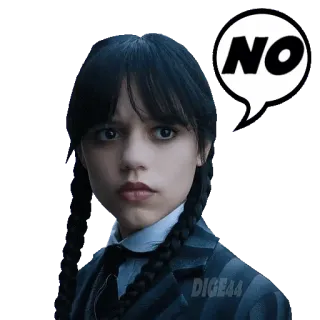 👎 Wednesday Addams Wednesday NO Wandinha Addams, não, adesivo, gótico, Jenna Ortega telegram sticker