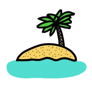 🏝 isla, palmera, playa, tropical, océano, arena, mar telegram sticker