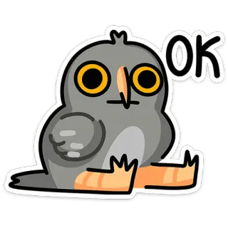 🦉 OK cú, hoạt hình, động vật, ok, chim, chấp thuận telegram sticker