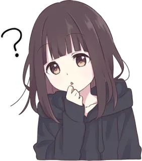 ❔ Garota anime, Ponto de interrogação, Pensando, Bonito, Adesivo, Desenho animado whatsapp sticker