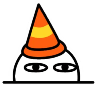 😐 cartone animato, cappello da festa, personaggio, blob, bianco, occhi, arancione telegram sticker