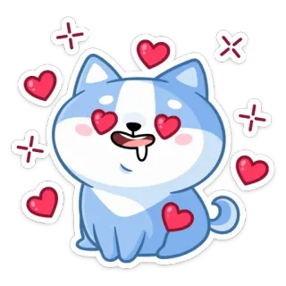 🥰 犬, 子犬, ハート, 愛, 漫画, 可愛い, 動物, ステッカー telegram sticker