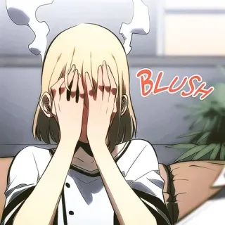🧬 BLUSH blush, embarrassed, anime, cartoon, girl, kawaii, cute, sad telegram sticker