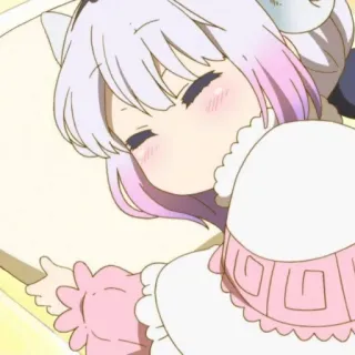 ☁️ Kanna Kamui Miss Kobayashi's Dragon Maid Anime, Kanna, Dragon Maid, dormire, carino, kawaii, cartone animato telegram sticker