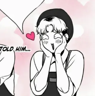 ✉️ I TOLD HIM... manhwa, cute, love, blush, kawaii, apron, black hair telegram sticker