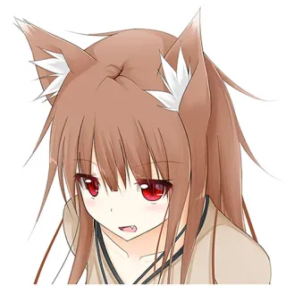 😏 Holo Spice and Wolf Anime, Loup, Fille, Oreilles, Yeux rouges telegram sticker