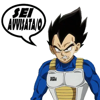 ⚠️ Vegeta Dragon Ball SEI AVVISATA/O anime, dragon ball, vegeta, warning, italian, cartoon telegram sticker