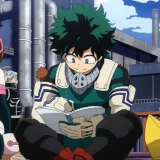 🥦 Izuku Midoriya My Hero Academia 애니메이션, 만화, 영웅, 학생, 글쓰기, 노트 telegram sticker