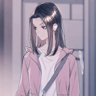 🍉 Anime, Gadis, Hoodie, Jaket merah muda, Kartun, Karakter telegram sticker