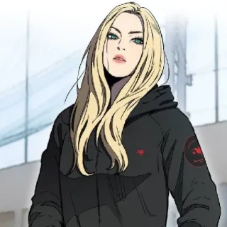 ❤️ windbreaker, anime, woman, blonde, hoodie, character whatsapp sticker