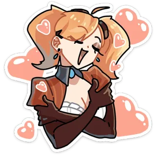 ⭐ anime, meisje, hartjes, cartoon, vrolijk, kawaii, illustratie whatsapp sticker