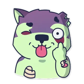😜 Cartoon, Hund, Stinkefinger, Beleidigung, Geste whatsapp sticker