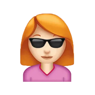 🙎 emoji, woman, sunglasses, red hair, avatar, female whatsapp sticker