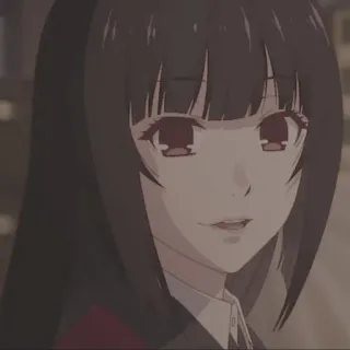 🤑 Yumeko Jabami Kakegurui Anime, Fille, cheveux noirs, yeux rouges, uniforme scolaire whatsapp sticker