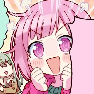 🎊 Anime, Mangá, Desenho animado, Expressão, Cabelo rosa, Animado/a, Fofo/a telegram sticker
