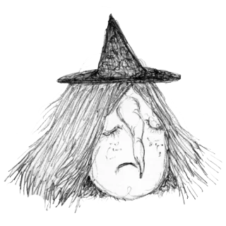 😔 bruxa, halloween, assustador, sinistro, magia, fantasia, desenho, antigo telegram sticker