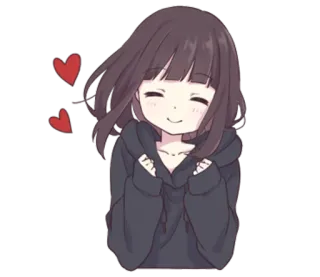 ☺️ Anime, Dziewczyna, Serca, Urocze, Kreskówka telegram sticker
