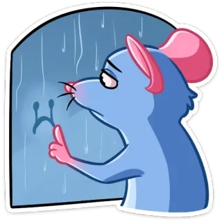 ☔️ souris, triste, pluie, fenêtre, dessin, dessin animé telegram sticker