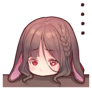 😶 anime girl, sad, rabbit ears, chibi, cute telegram sticker