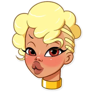 😗 мультфильм, стикер, девушка, портрет, блондинка telegram sticker