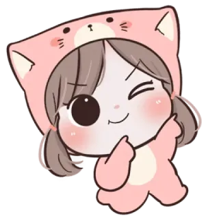 🍒 cartoon, meisje, kawaii, schattig, sticker, knipoog, beer whatsapp sticker
