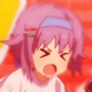 😣 Anime, Desenho animado, Irritado, Ilustração, Cabelo rosa whatsapp sticker
