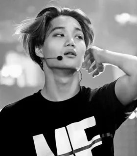 🌑 MF kpop, kai, exo, 偶像, 歌手, 男人, 黑白 telegram sticker