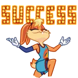 😌 Lola Bunny SUCCESS โลล่า บันนี่, สเปซแจม, การ์ตูน, ความสำเร็จ, การเฉลิมฉลอง, มีความสุข telegram sticker