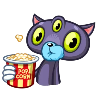 🍿 POP CORN mèo, bắp rang bơ, đồ ăn, phim hoạt hình, đồ ăn vặt telegram sticker
