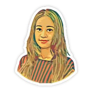 ☺️ portrait, femme, personne, autocollant, dessin animé, illustration whatsapp sticker