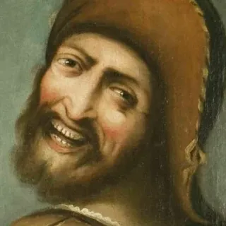 😂 portrait, man, painting, beard, smile, hat telegram sticker