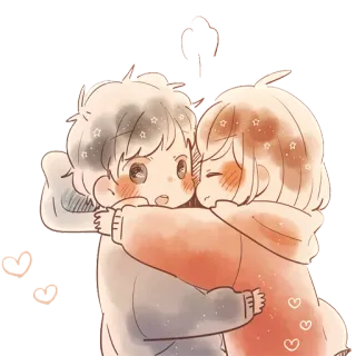 😚 abbraccio, amore, coppia, carino, cartone animato telegram sticker