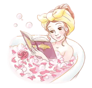 🛀 bad, buch, blasen, entspannung, frau, lesen, badewanne whatsapp sticker