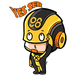 👍 YES SER Cartoon, Jawohl, Helm, Sticker, Figur, Salut telegram sticker