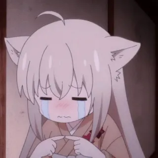 🇯🇵 anime, cat girl, crying, cute whatsapp sticker