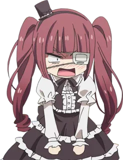 😡 Anime, Chica, Enojada, Chibi, Ilustración, Dibujo animado, Sticker whatsapp sticker