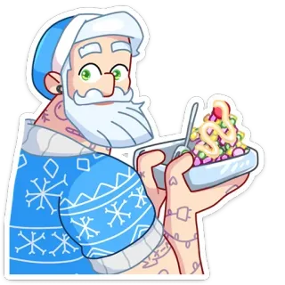 🥗 การ์ตูน, ซานตาคลอส, รอยสัก, ของหวาน, วันหยุด, เทศกาล telegram sticker