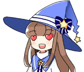 😍 Anime, Bruxa, Fofo, Desenho animado, Garota, Olhos de coração, Magia, Adesivo telegram sticker